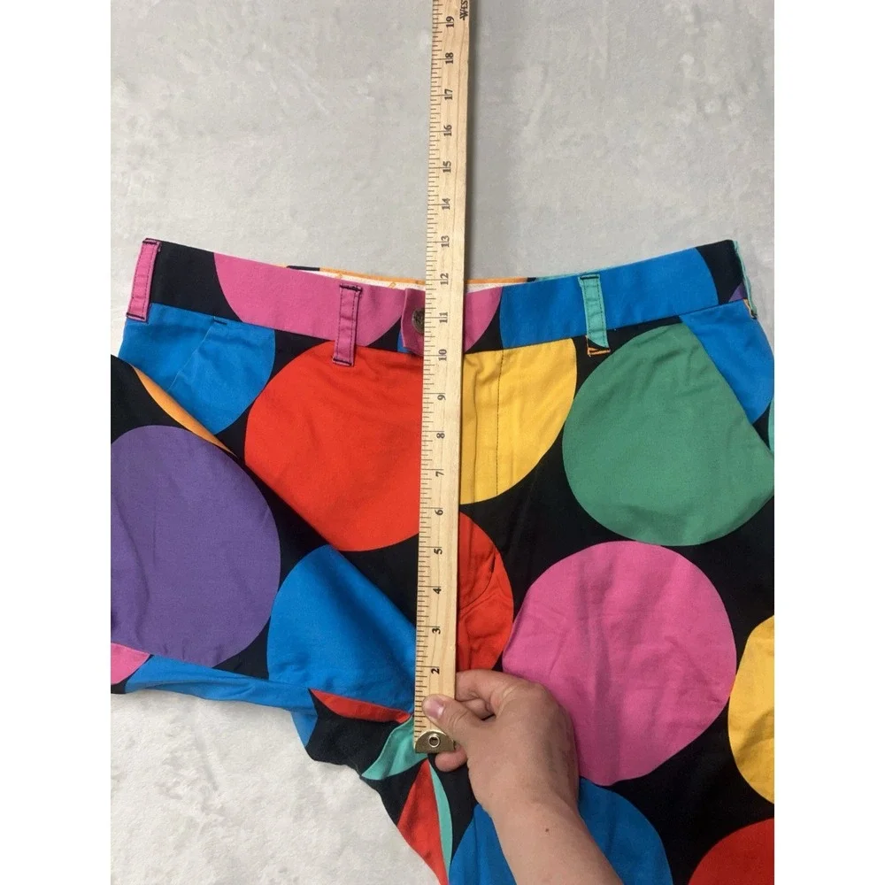 Loudmouth Golf Shorts Mens 34 (33x10) Multicolor Rainbow Circle Print AOP Chino